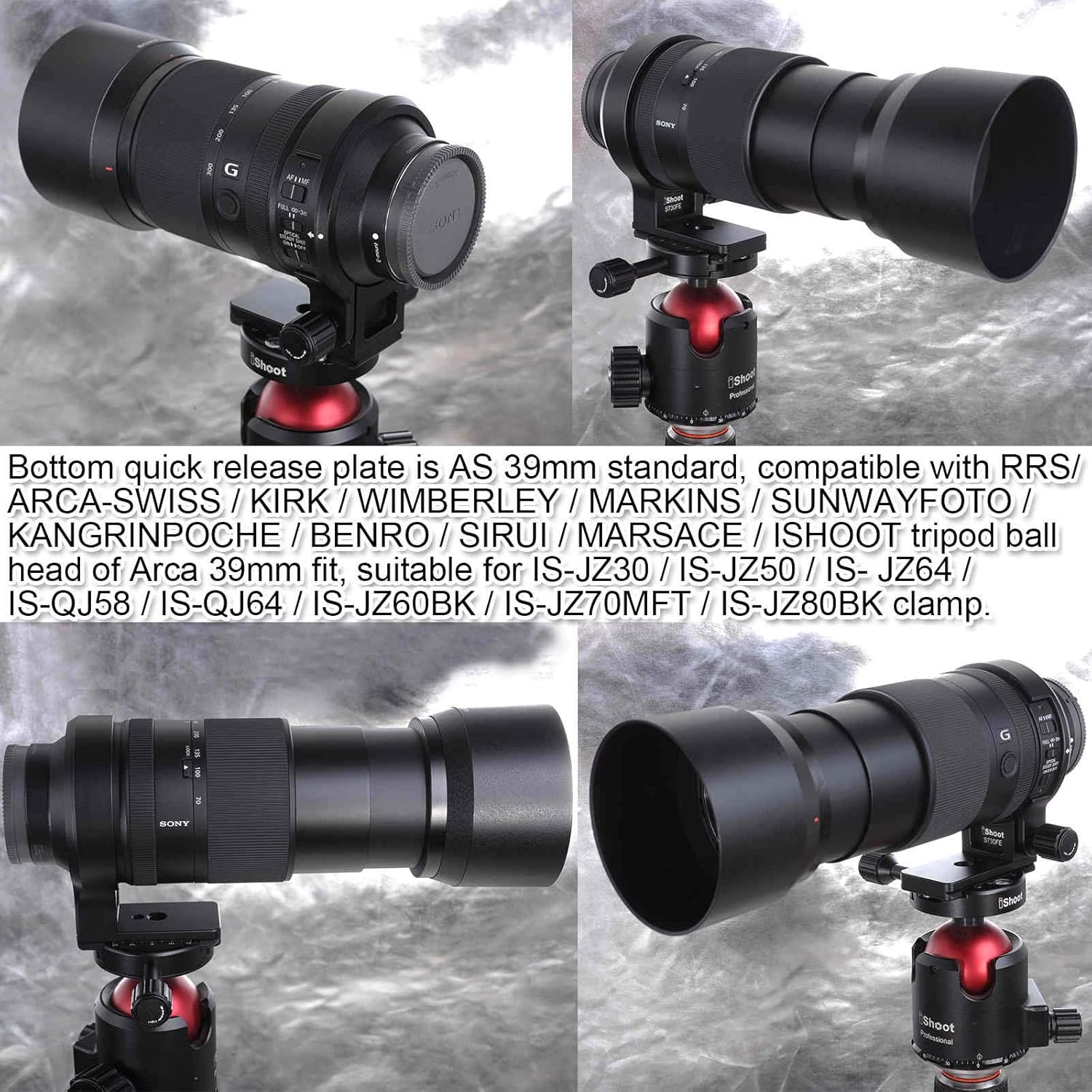 Metal Lens Collar Support Tripod Mount Ring with Quick Release Plate Compatible with Sony FE 70-300mm F4.5-5.6G OSS Mirrorless Camera Lens