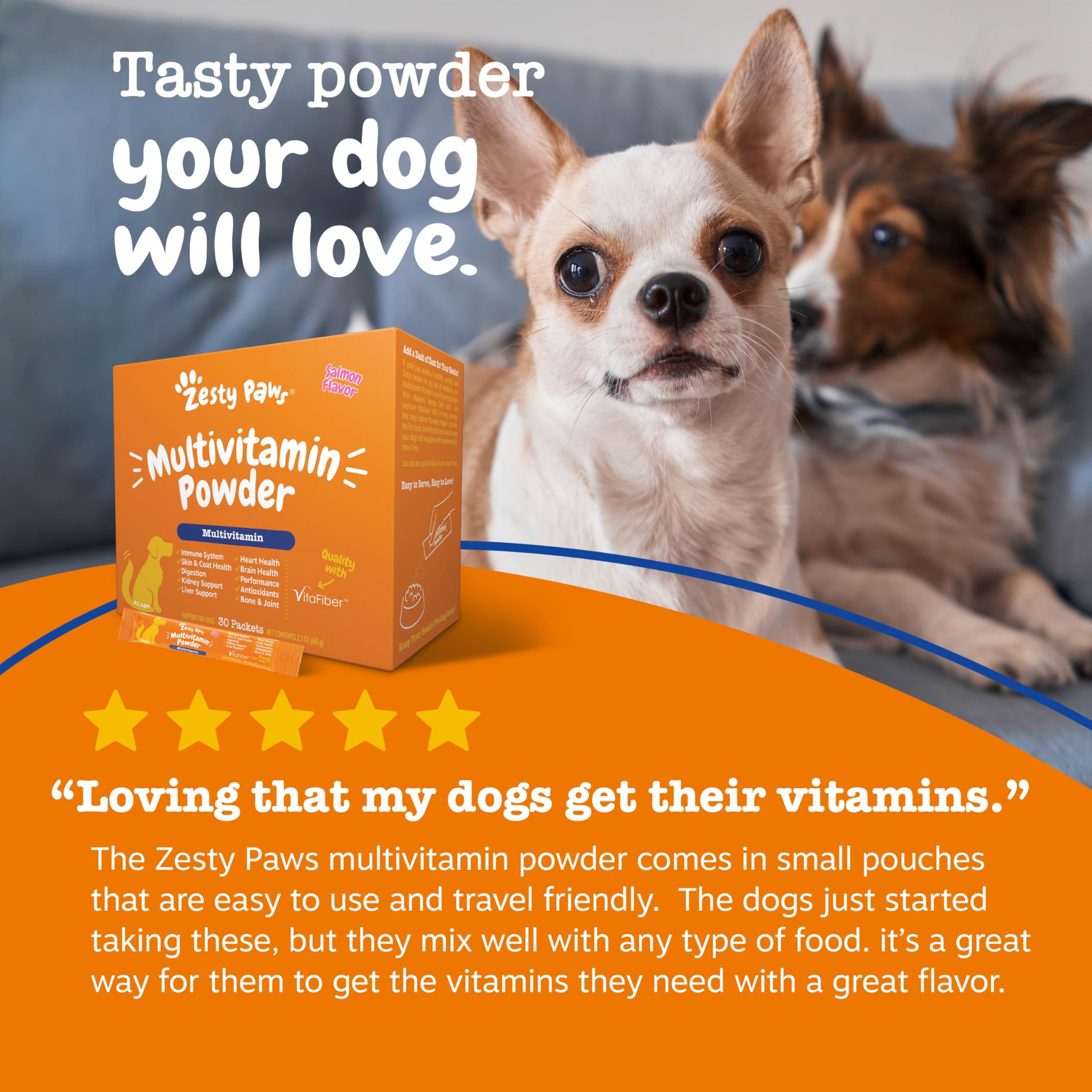Zesty Paws 10-in-1 Dog Vitamins - Dog Multivitamin Powder, Salmon, 30 Ct — Amazon image 6