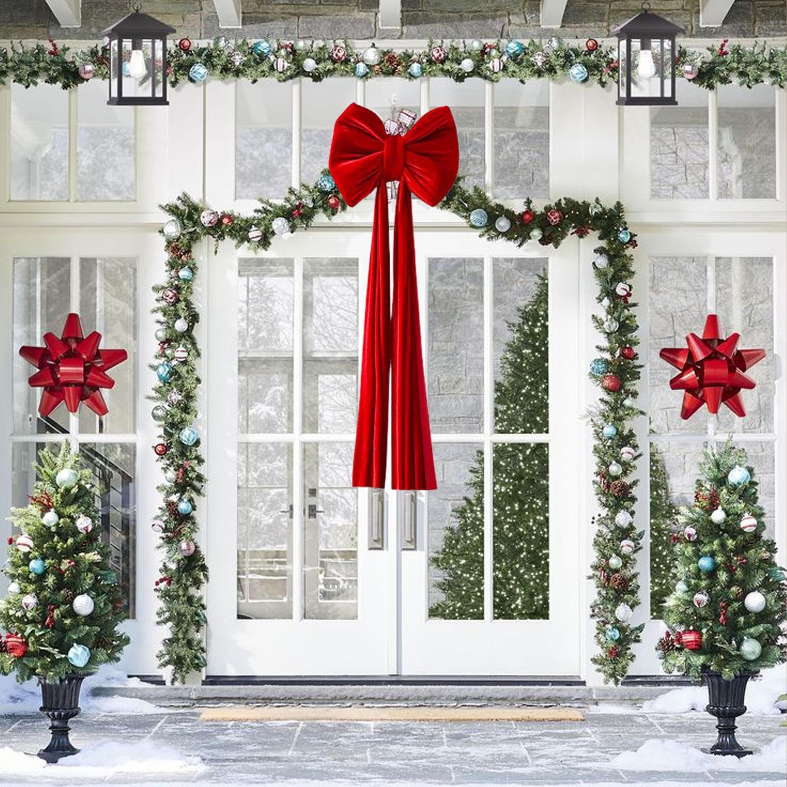 Gran para árbol de Navidad | reutilizable grande - gigante de árbol de Navidad, para puerta de casa interior, fondo de valla de escalera delantera, fin de semana, otoño, día de San