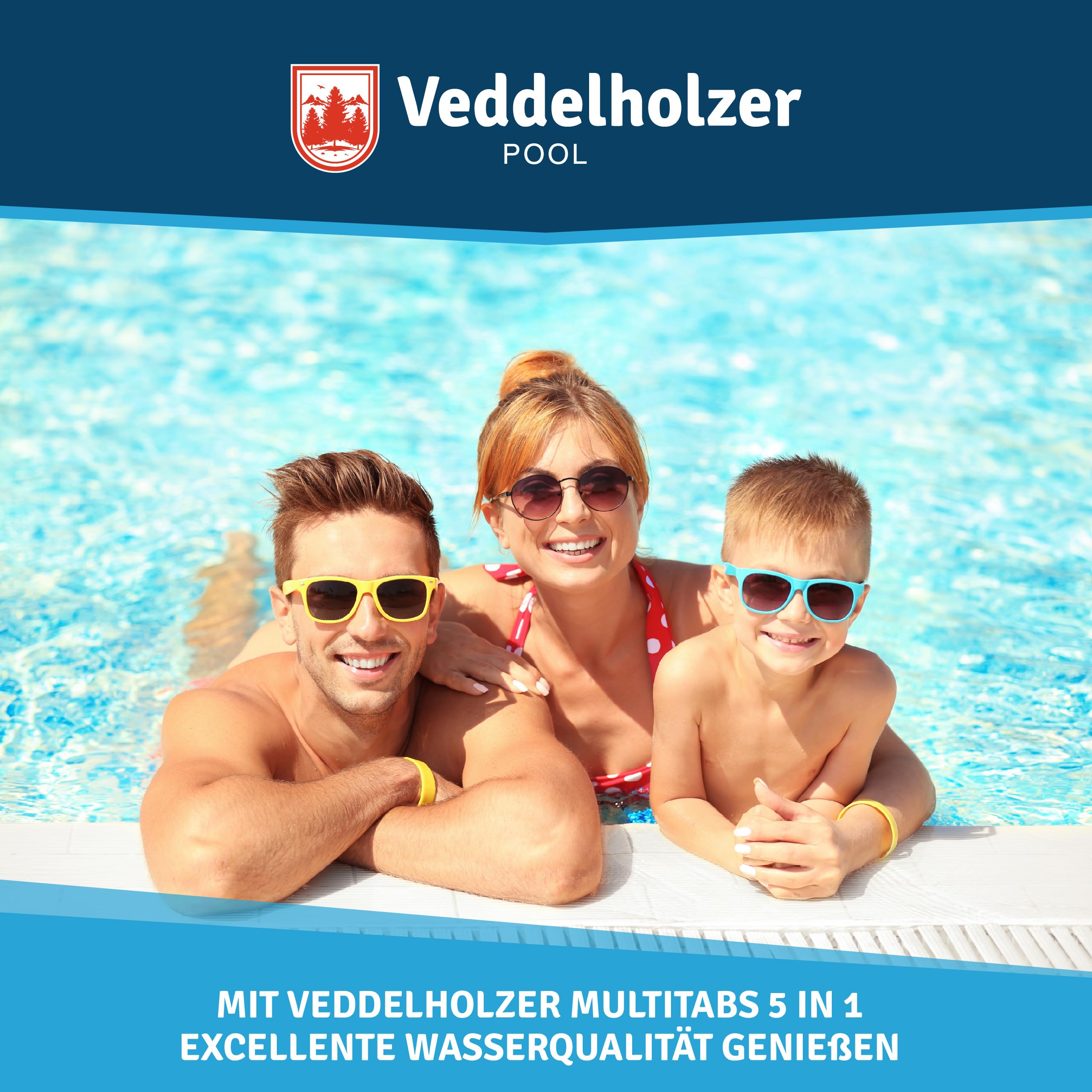 Veddelholzer 5 kg Multitabs 5 in 1 Chlortabletten für Pool als 20g Tabletten für Pools von 10 m³ bis 30 m³Pool Zubehör für Pools langsam lösliche, langzeit Chlor Tabletten