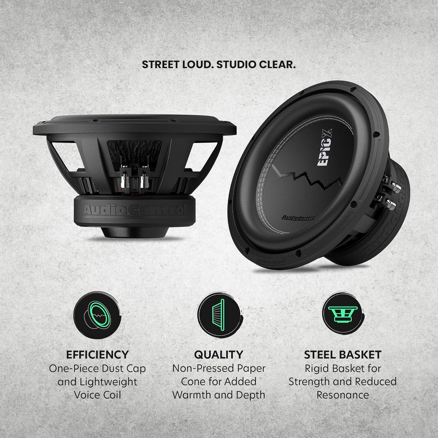 AudioControl EPICX Series 10” Car Subwoofer Speaker, 750W Max Power (500W RMS), 2 Ohm Dual Voice Coils, Loud Pro StreetBass Sub for Car Audio System