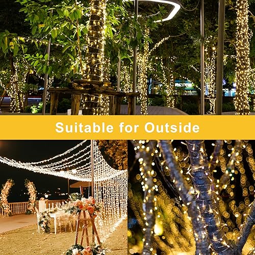 Miniatura 6 de 4 unidades Luces de Navidad para exteriores de 330 pies, 1000 luces LED con carrete, 8 modos y control remoto temporizador, certificación UL,