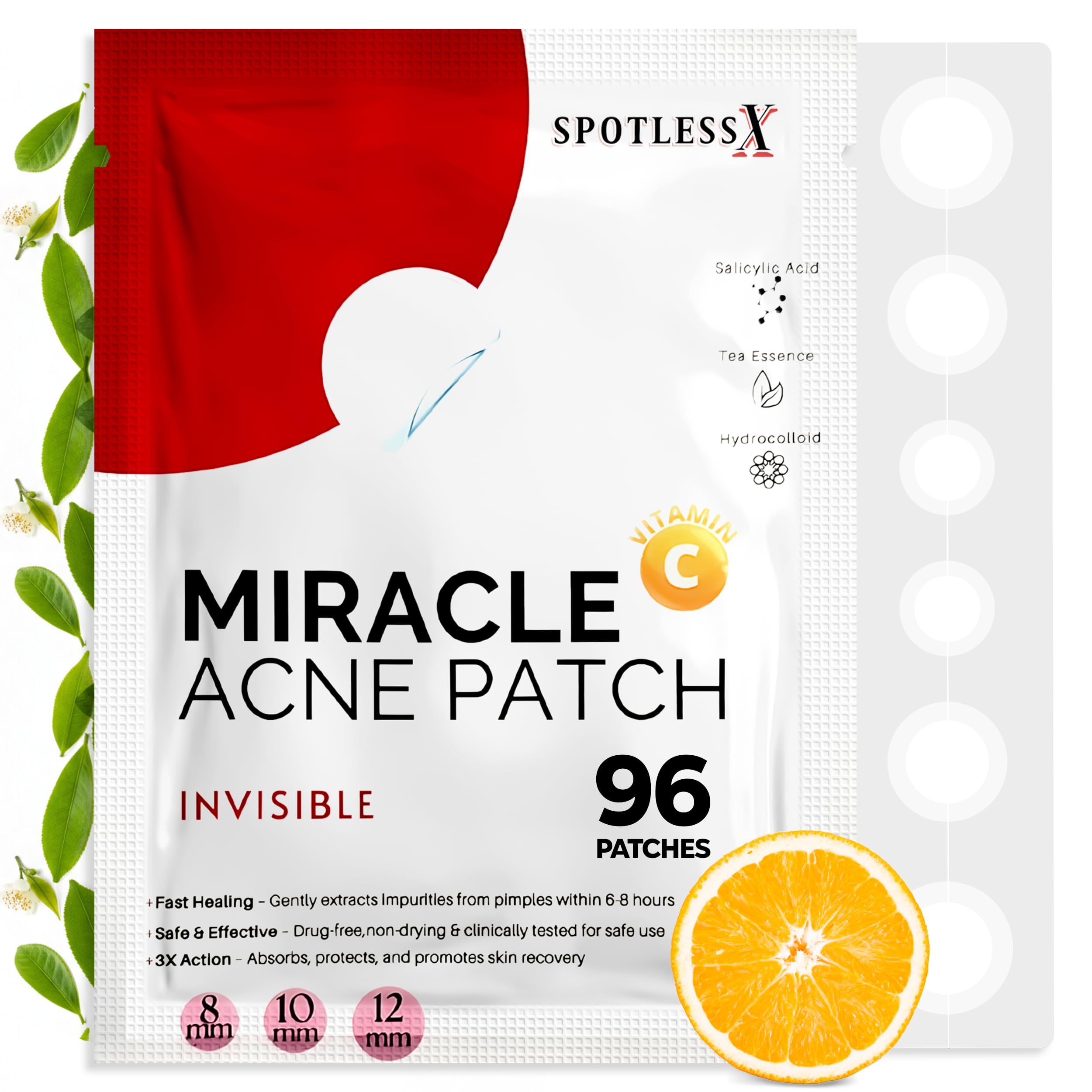 Overnight Hydrocolloid Miracle Patch Invisible Pimple Patches Zit Stickers for Face Body Fast-Acting Acne Treatment with Salicylic Acid