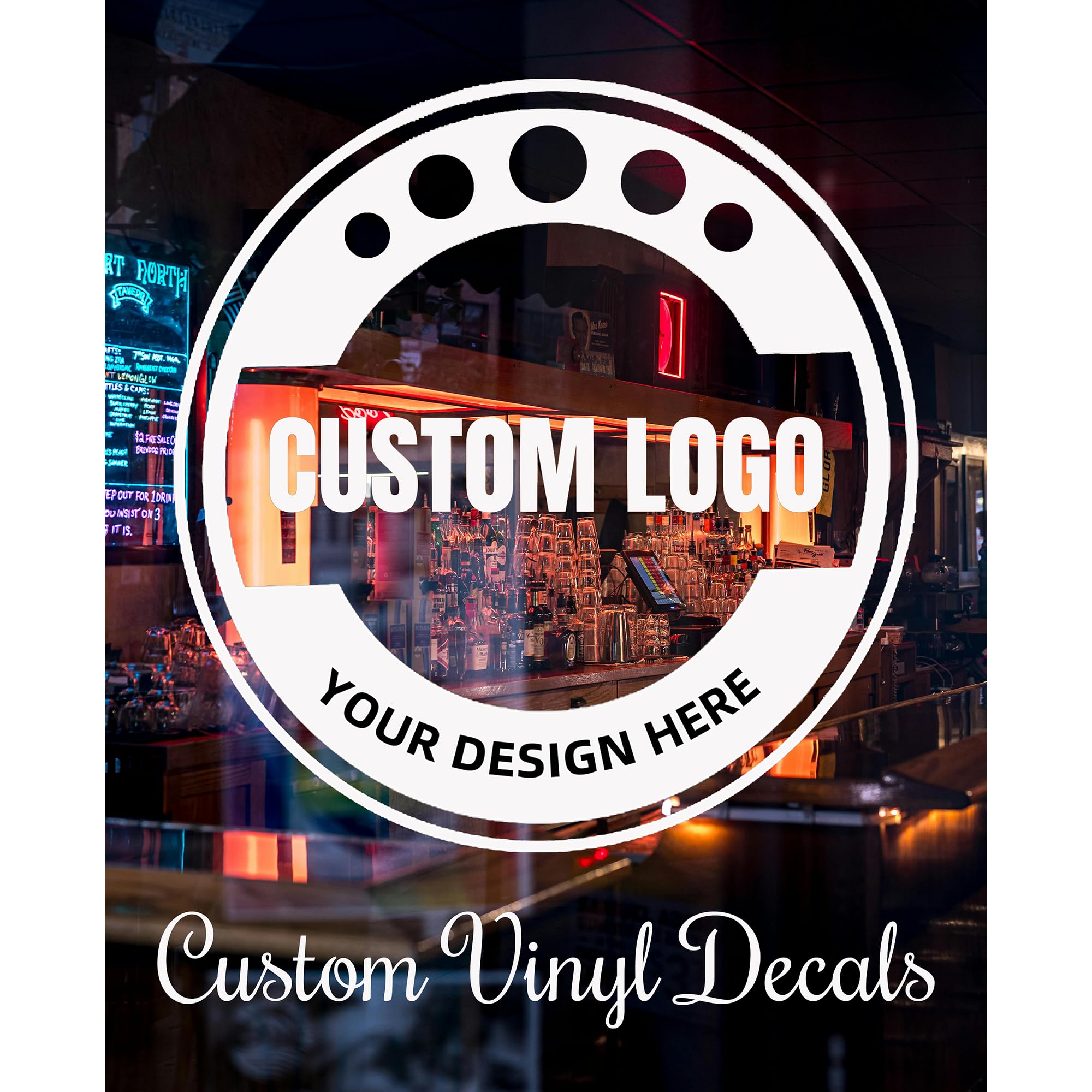 Custom Business Decals Stickers Vinyl -Personalize Logo Decal for Walls & Windows, Weather-Resistant, Waterproof Custom Stickers for Business Commercial Advertising, Home Office
