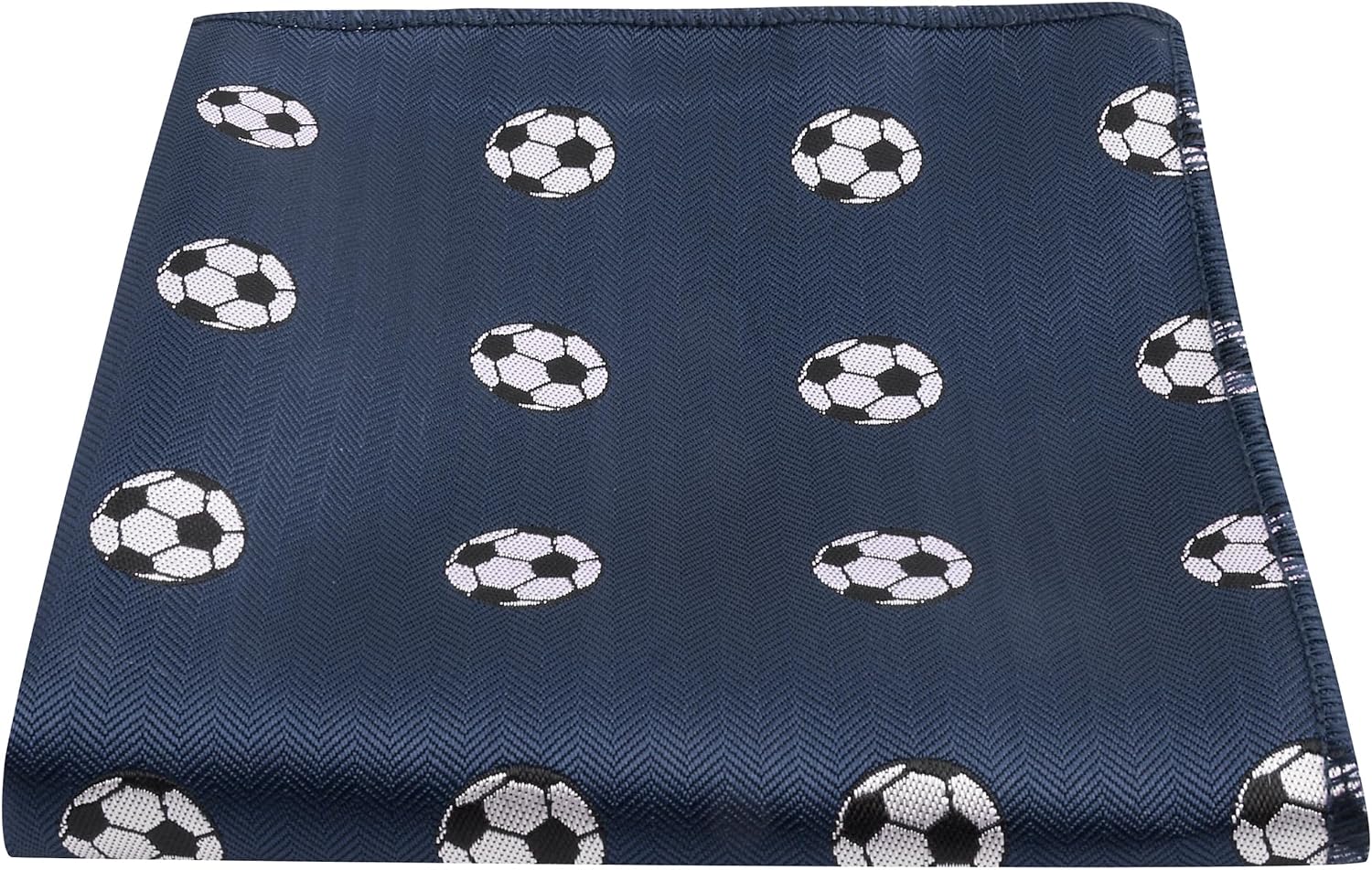 King & Priory Football Navy Blue Herringbone Embroidered Pocket Square, Handkerchief, Soccer