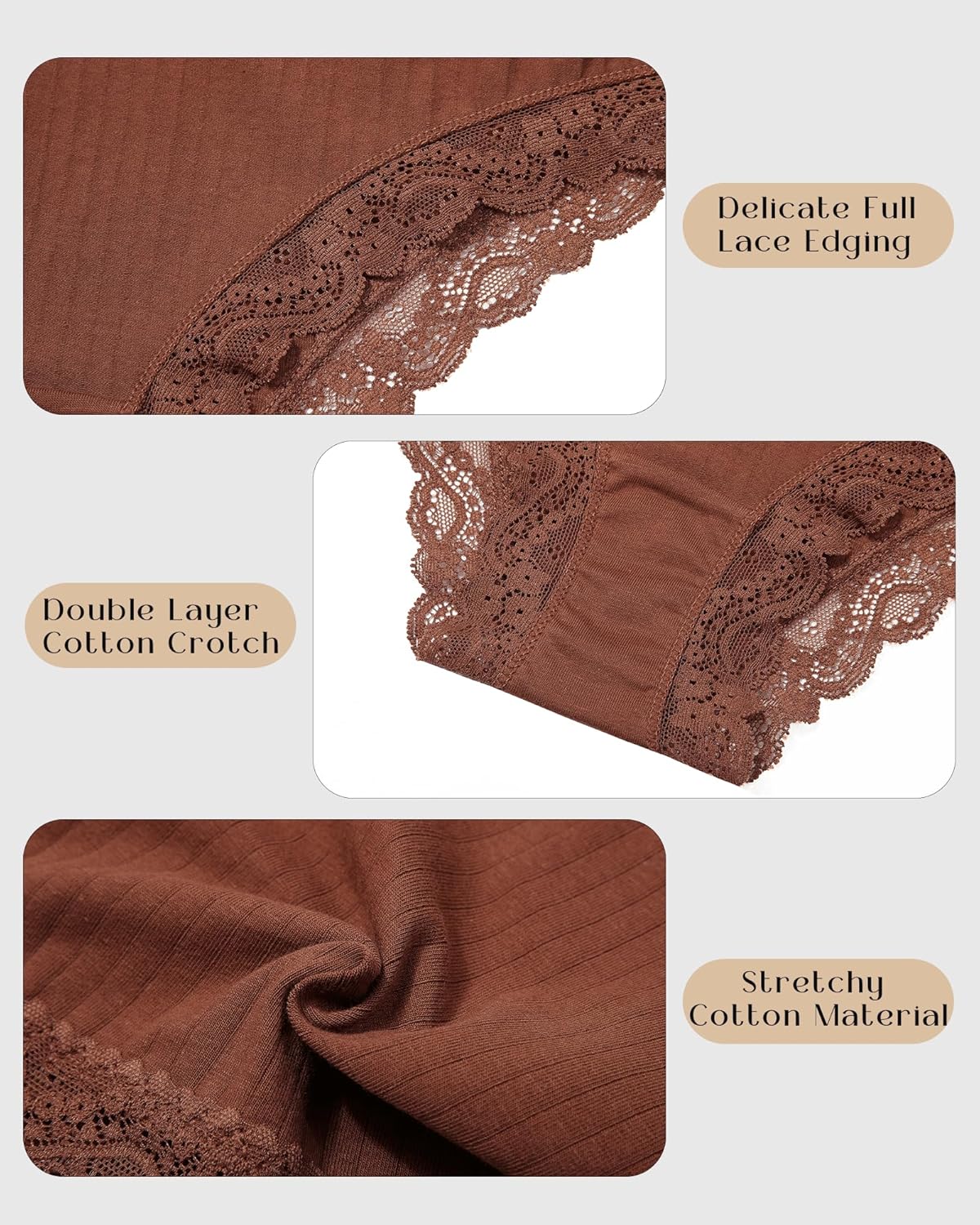 Cotton bikini for women Cheeky Panties lace Hipster for Ladies underwear pack womens Soft Stretch Breathable S-XL - Image 4