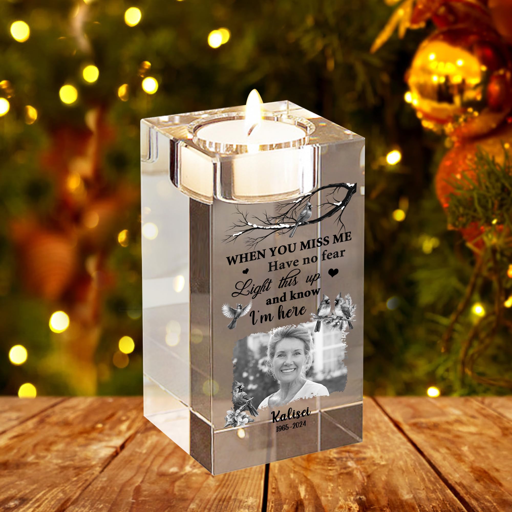 This Candle Burns in Loving Memory, Personalized Photo Christmas Memorial Candles Light Memorial Gifts LED Candles Lamp for Loss of Mom,Father Loved One Sympathy Gifts Bereavement Gift (style27)