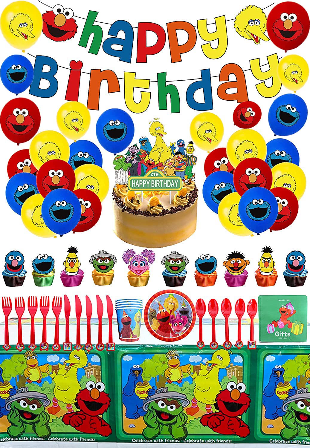XJJ Birthday Decorations Street Party Tableware Street Balloons Street Cake Toppers Street Birthday Banner Street Birthday Party Supplies