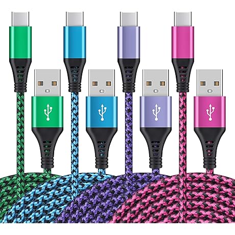 [4Pack/6FT] Type C to USB A Cable, 3A Fast Charging Phone Cord for Android