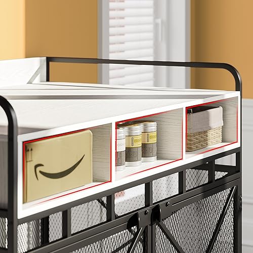 Miniatura 9 de Muebles de jaula para perros, mesa auxiliar de madera para perros, perrera de 43 pulgadas con cajones, jaula de perro resistente, jaula decorativa