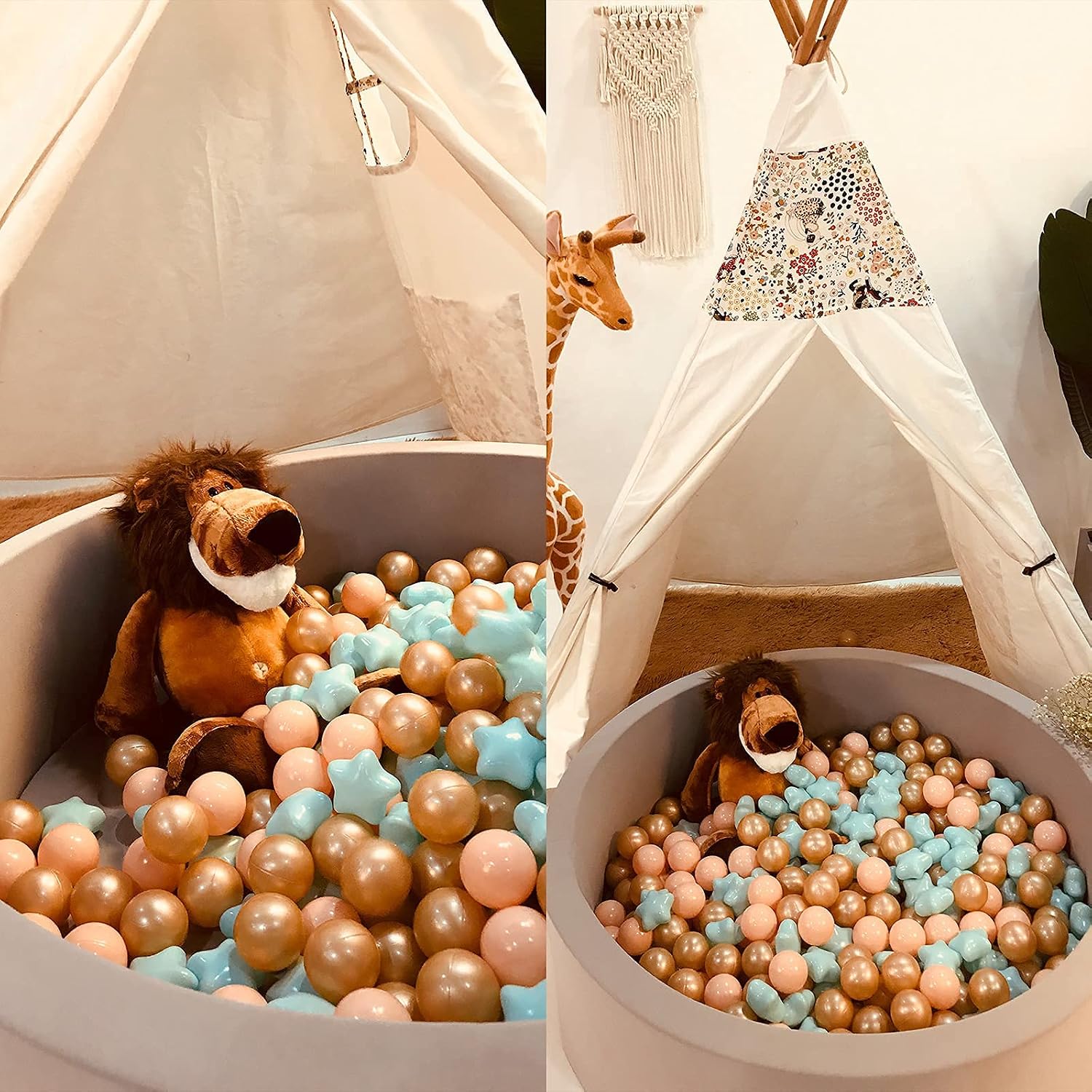 Realhaha Ball Pit Balls Stars, Play Ball Crush Proof Soft Plastic Balls for Toddlers Baby Kids Birthday Pool Tent or Dogs Playballs Pelotas