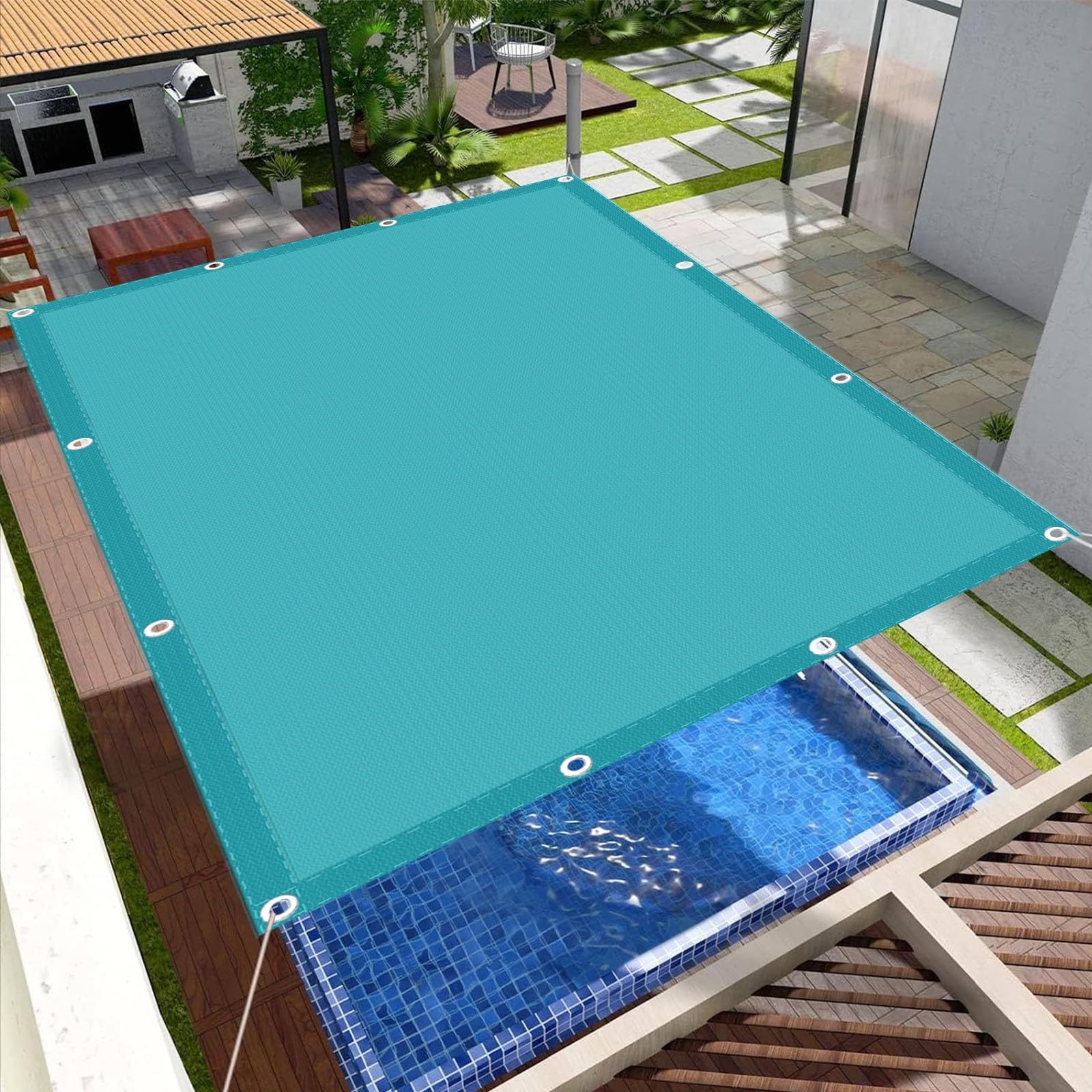 Voile d'ombrage pour piscine 2.6x3.2 m protégeant du soleil intense