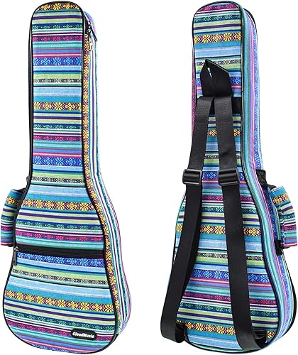 Miniatura 141 de CLOUDMUSIC Funda para ukelele - Mochila acolchada para soprano de 21 pulgadas (soprano, bordado de flores de pavo real azul)