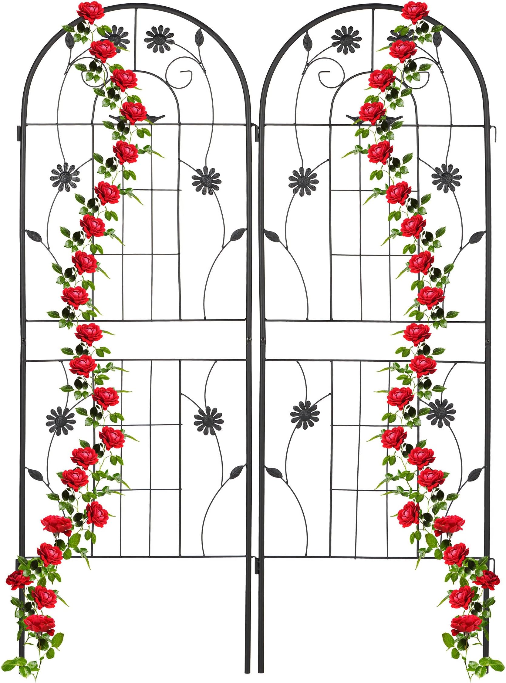 Grigliati Per Rampicanti Relaxdays - 2 Pezzi In Metallo 180x50cm - Design Arco Verde Scuro - Foto 9