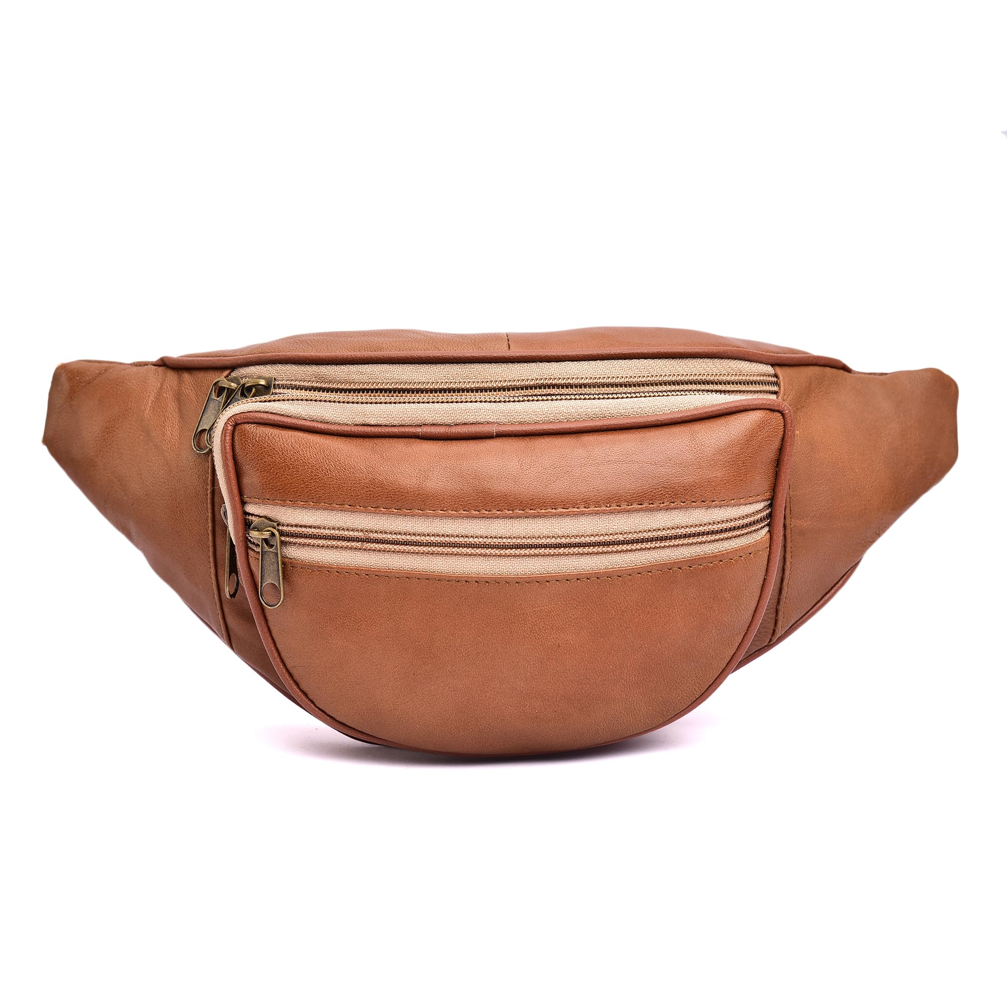 K London Real Leather Men Women Waist Bag Fanny Bag Travel Pouch Passport Holder (1240_tan)