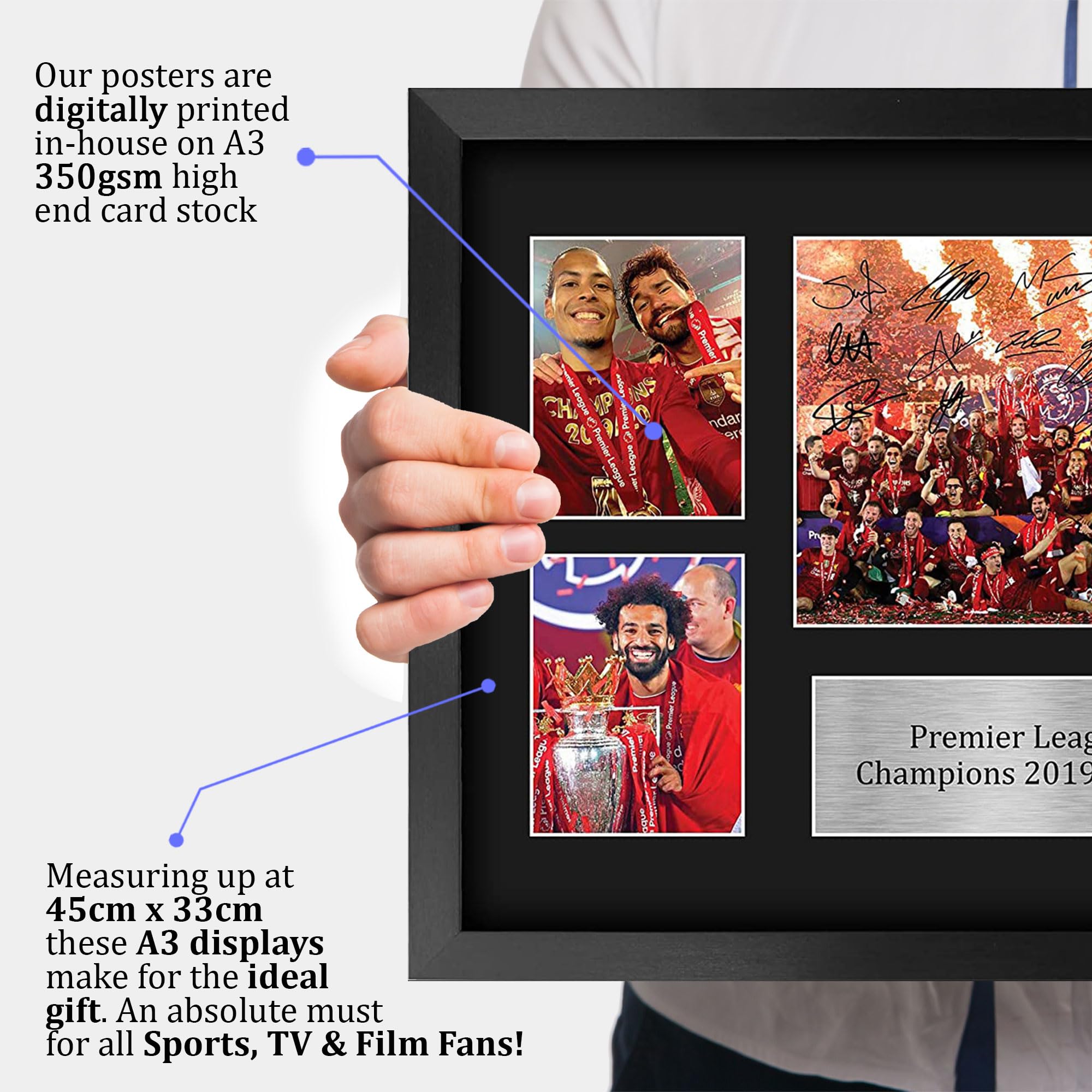 HWC Trading FR A3 Premier League Champions 2019/2020 Liverpool Affiche autographe signée de souvenirs imprimés pour les fans de football et les supporters - A3 Encadré