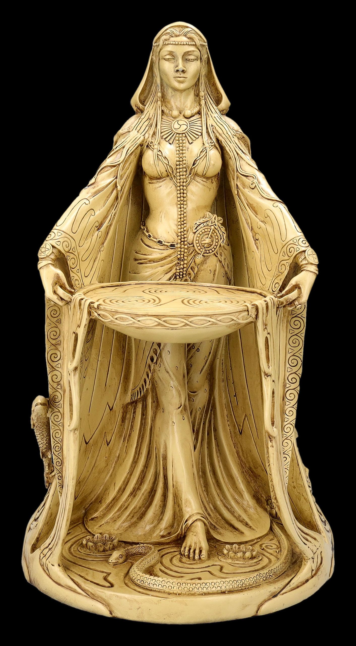 Danu, statuetta grande 41 cm – dea madre celtica beige, decorazione statua Wicca magia
