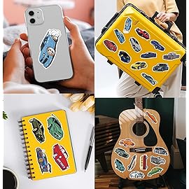 50PCS Car Stickers Pack - JDM Tuner & Classic Muscle Car Vinyl Decals, Waterproof Glossy PVC, 3.15-3.5 inch, for Laptop, Water Bottle, Skateboard, Car Window & Helmet