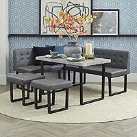 Yechen 72" Grey L-Shaped Corner Breakfast Nook Set with Storage Bench - Seats 6, Space-Saving Kitchen Dining Booth