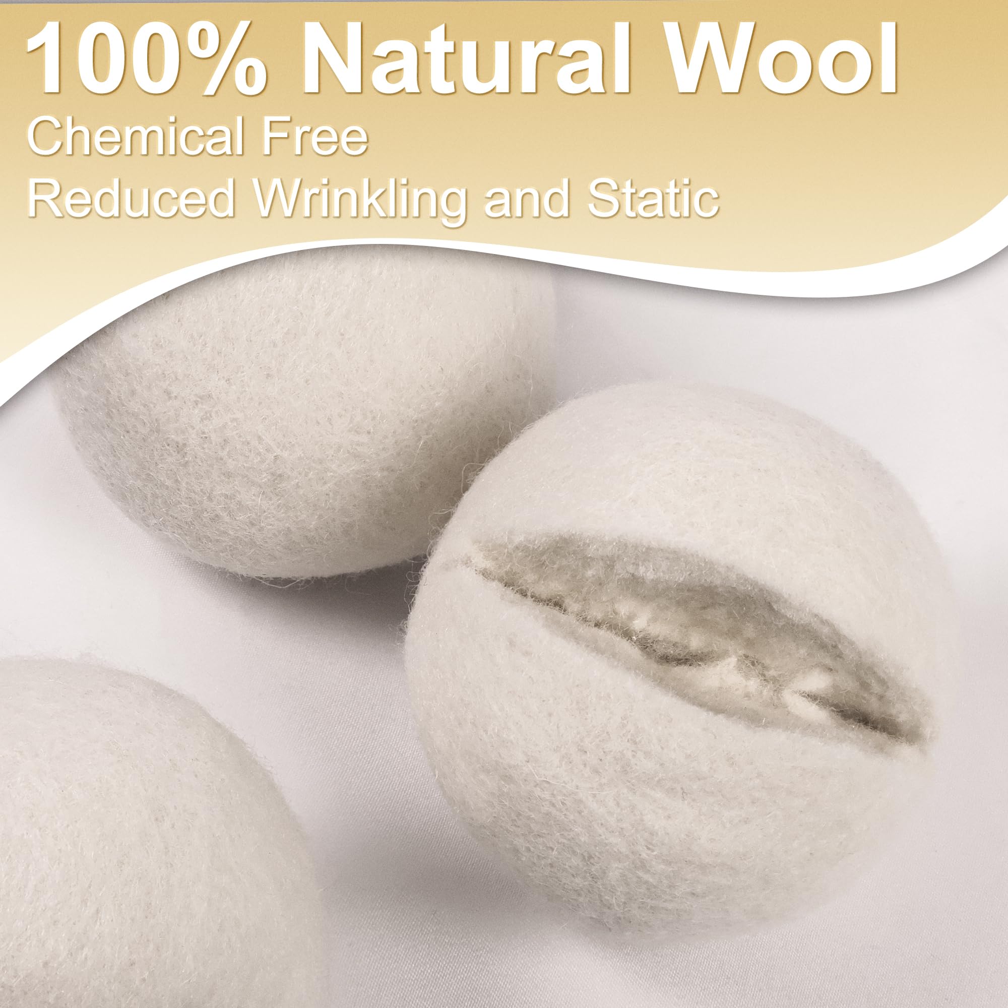 Trocknerbälle, Foneso Woll Trocknerbälle 6er XXL 100% Öko Schafwolle, wiederverwendbare Wäschekugeln Trocknerbälle für Wäschetrockner und Daunenjacken