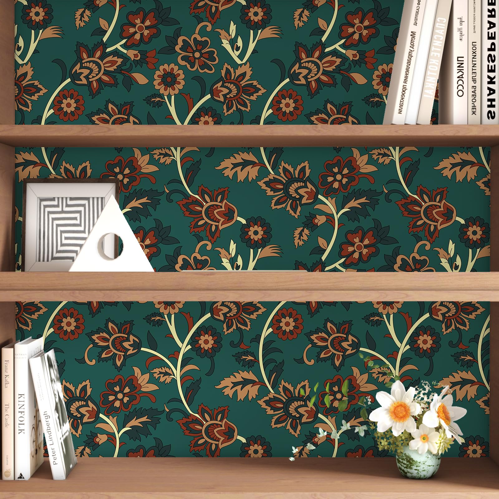 Carta Da Parati Autoadesiva VaryPaper - Fiori Vintage Verde, 44.5x200 Cm - Foto 10