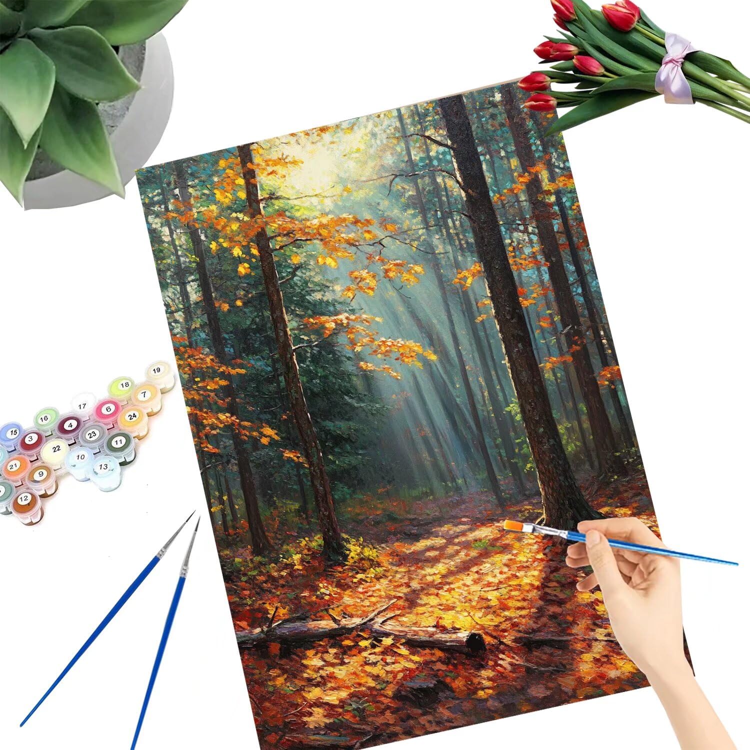 Pintar por Numeros Adultos pintar por numeros niños manualidades niños 10 años, DIY Pintar por Números de Pincel y Pintura acrílica Decoraciones para el Hogar Manualidades, sin Marco 60x80cm C-152