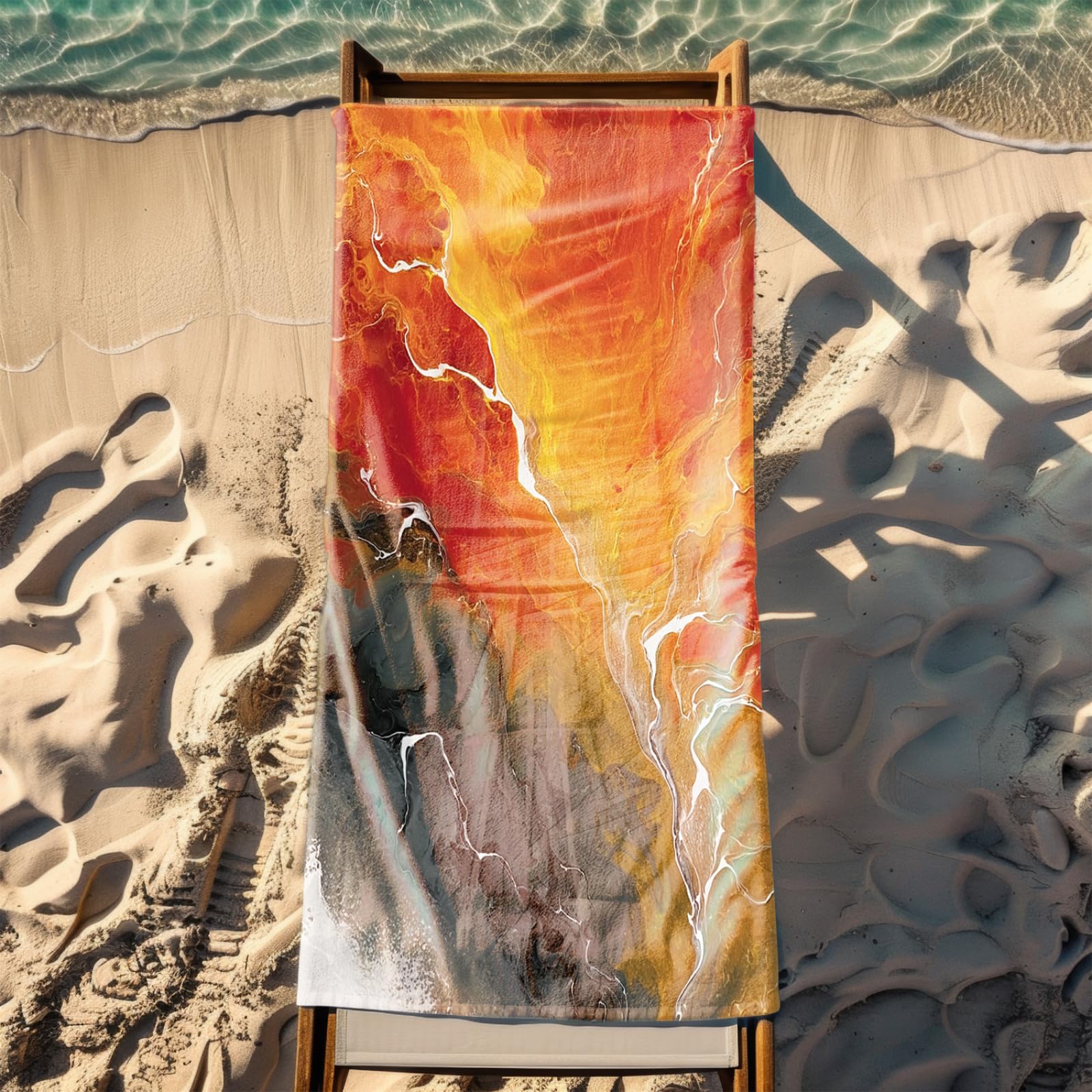 Générique Serviette de Plage XXL Modèle Orange | Grande Taille Serviette de Plage et Douche Avec Elastique Microfibre Absorbante et Légère Sport Séchage Rapide