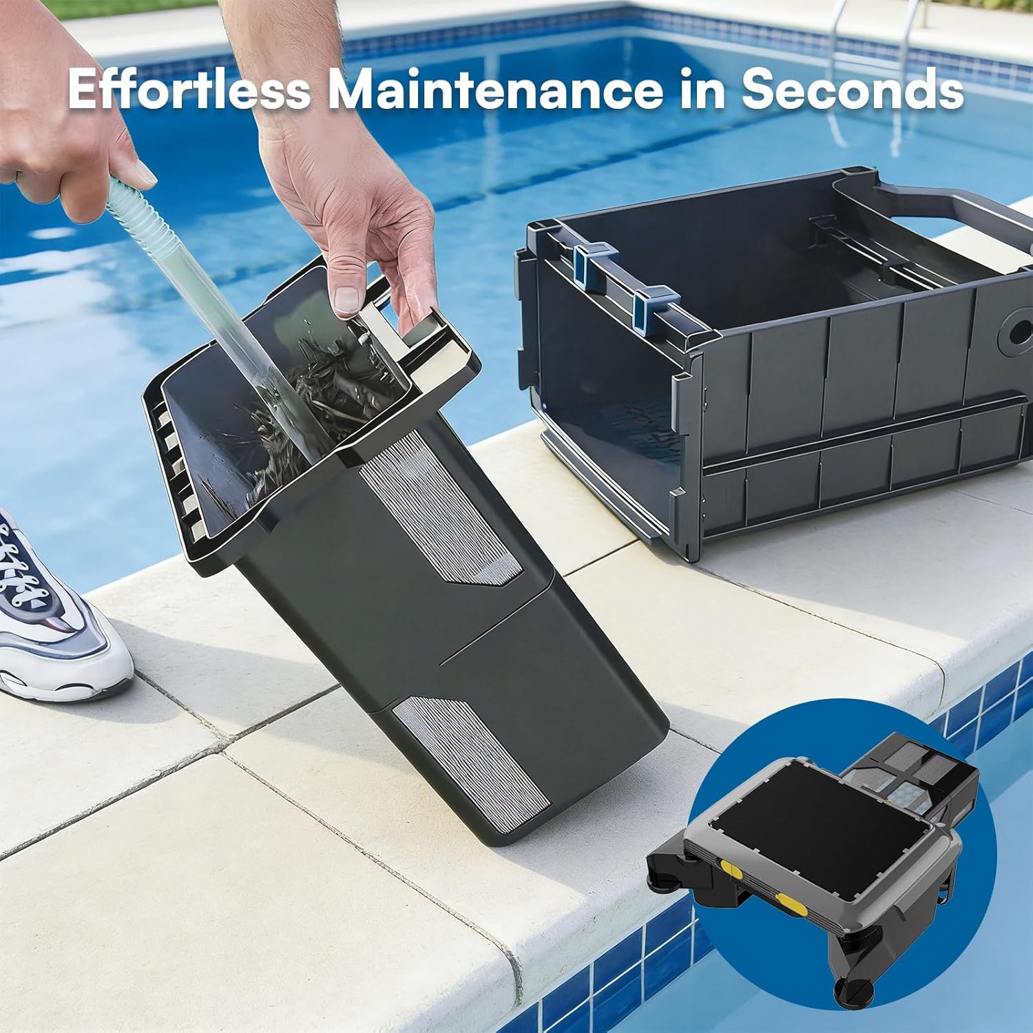 POOLMR Solar Pool Skimmer, 25H+ Runtime Robotic Pool Surface Cleaner with Dual Solar & AC Charging, IPX8 Waterproof, 6L Filter, APP Control for Residential Pools