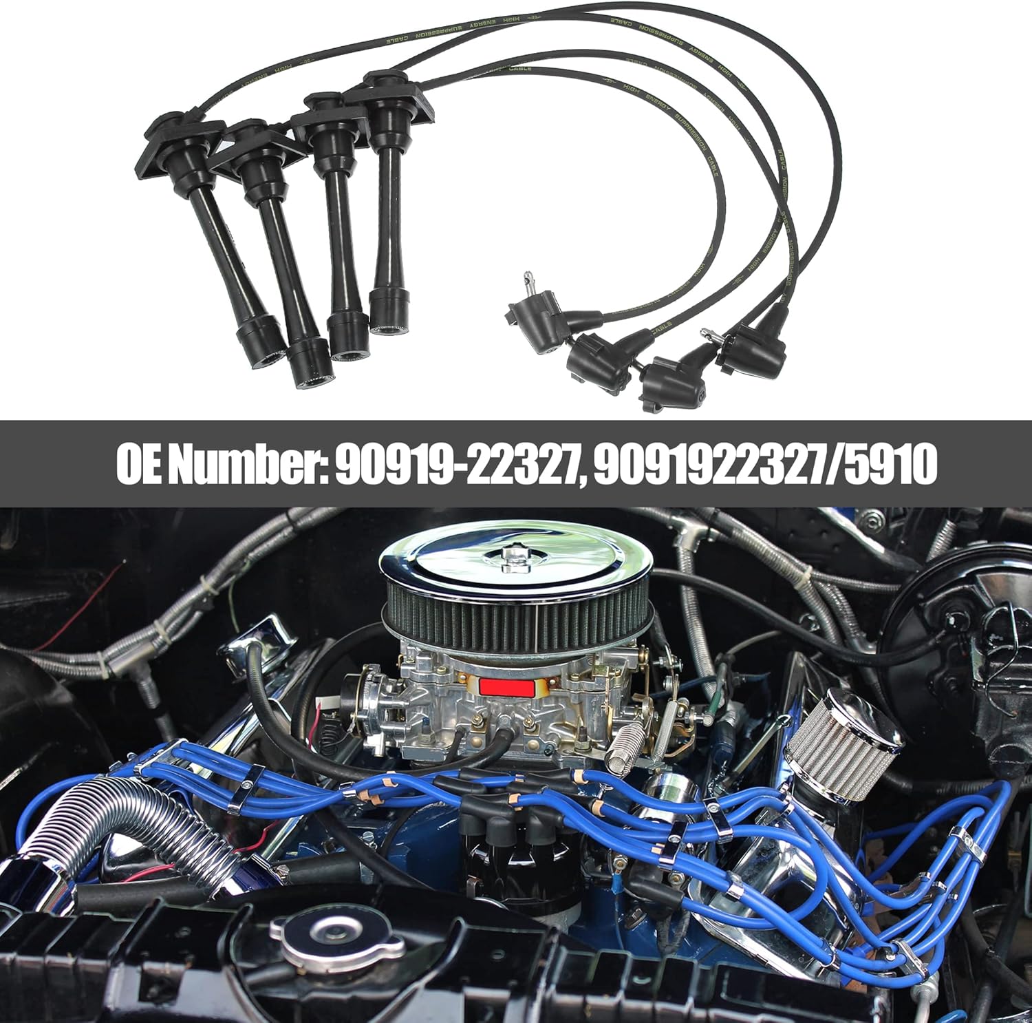 X AUTOHAUX 4pcs Spark Plug Ignition Wire for Toyota Celica 1994-1997 for Toyota Corolla 1993-1997 Black