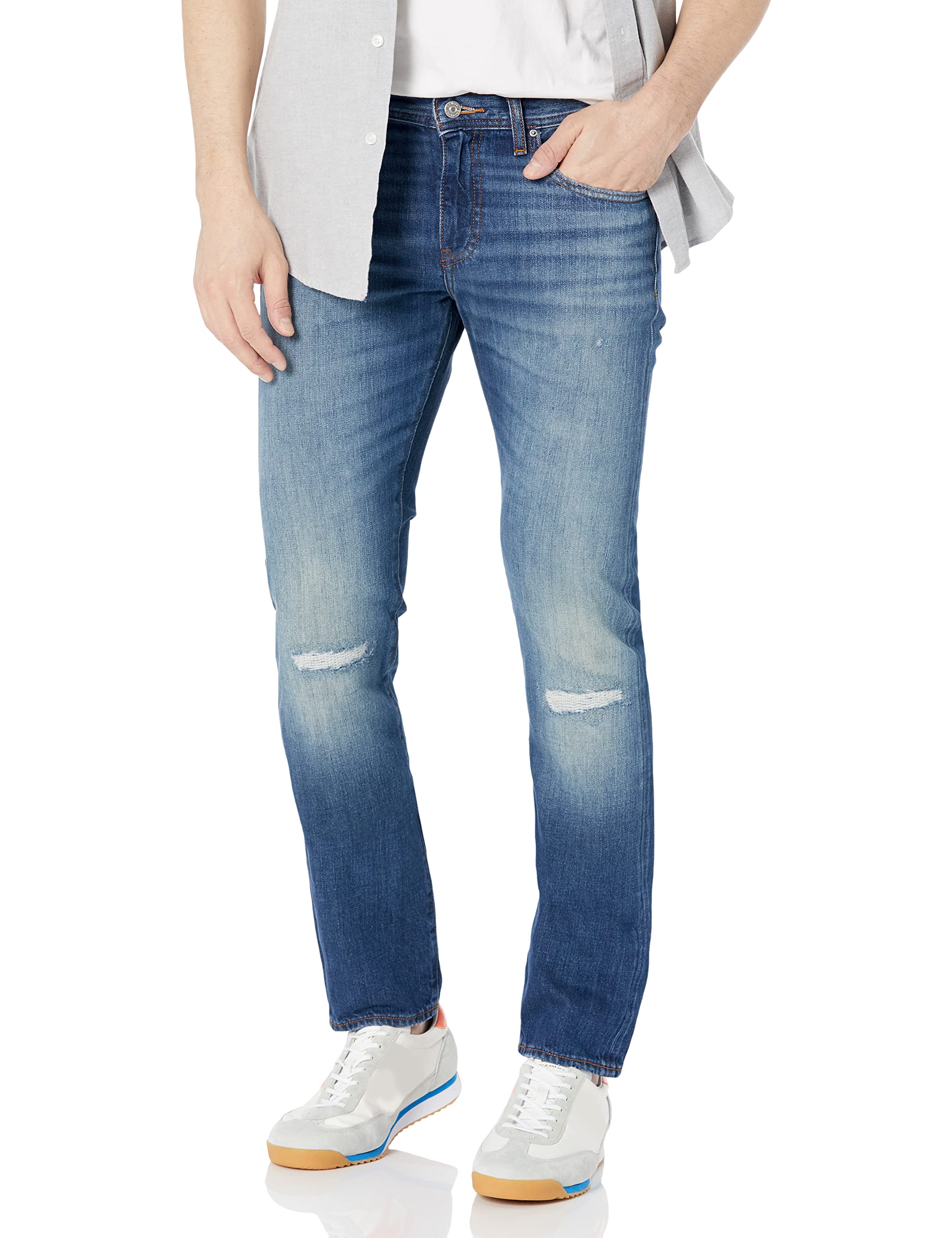 A|X Armani Exchange mens Light Wash Rip & Repair Ultra Distressed Slim Denim Casual Pants