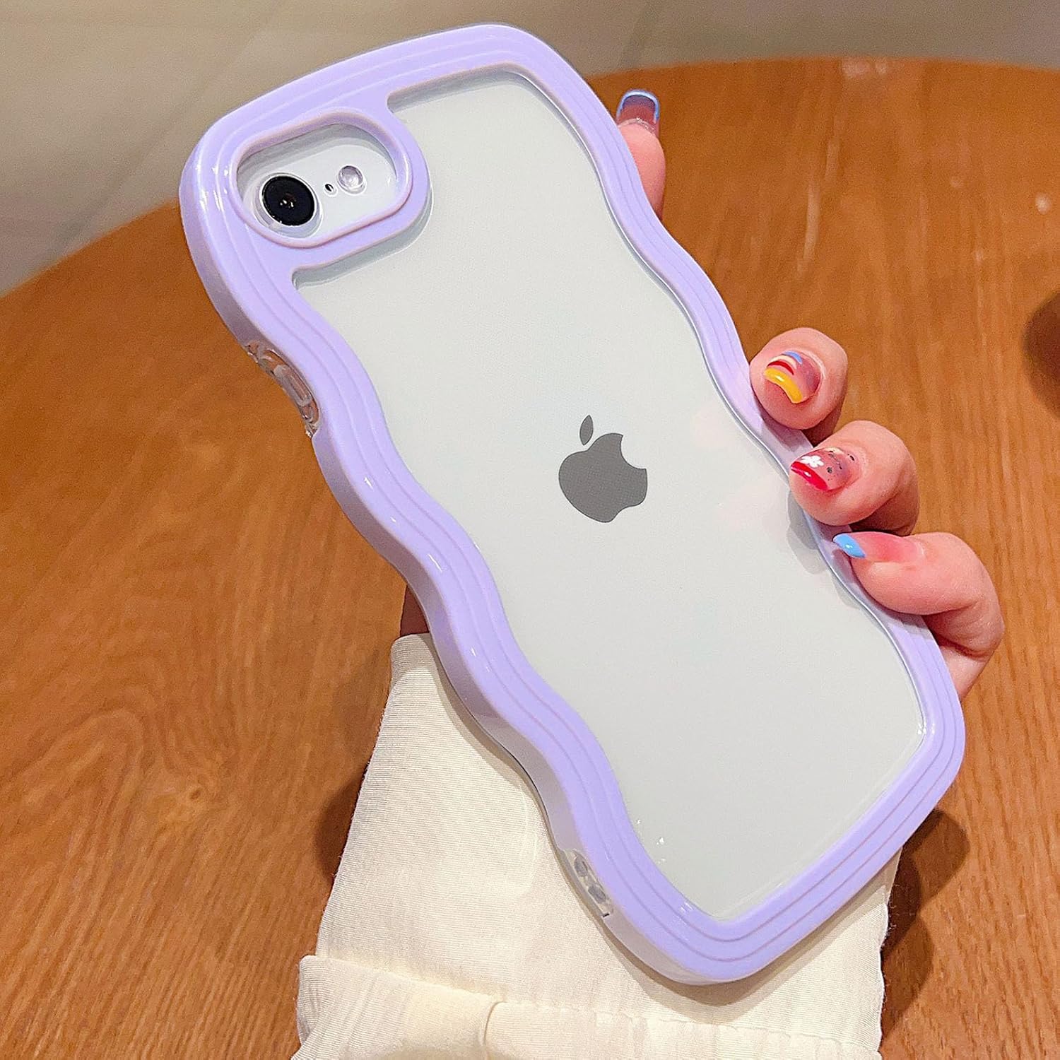 Fxlzcw Cute Clear Curly Wave Frame Compatible with iPhone 8