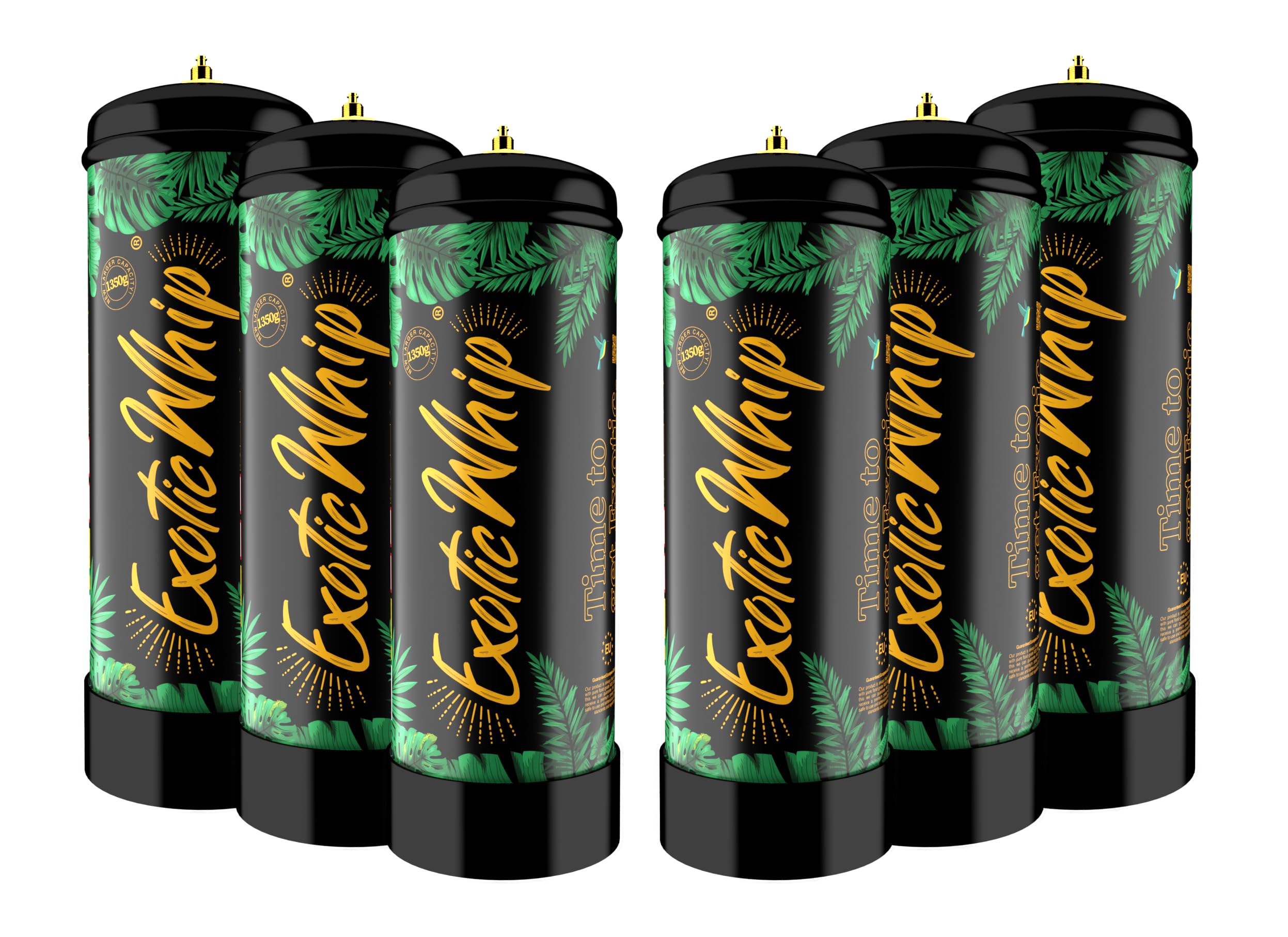 Exotic Whip 1350G Whipped Cream Charger - European Food Grade Nitrous Oxide Whip It for your universal Whipped Cream Dispenser – (6 Nitrous Oxide Tanks)