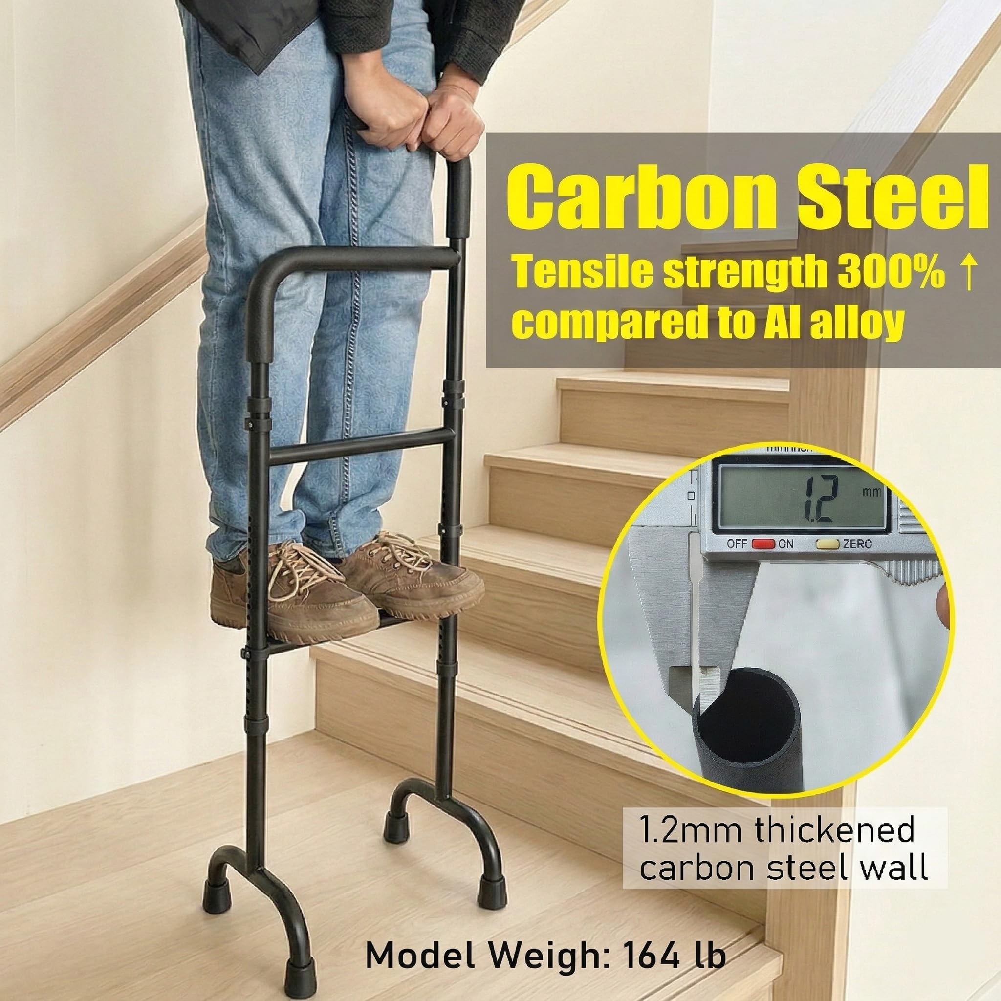 20-Level Adjustable Stair Climbing Assist Cane & Elderly Stair Lift Assist with Anti-Slip Handle & Stabilizing Feet, Standard Steps-Patent Pending — Amazon image 5