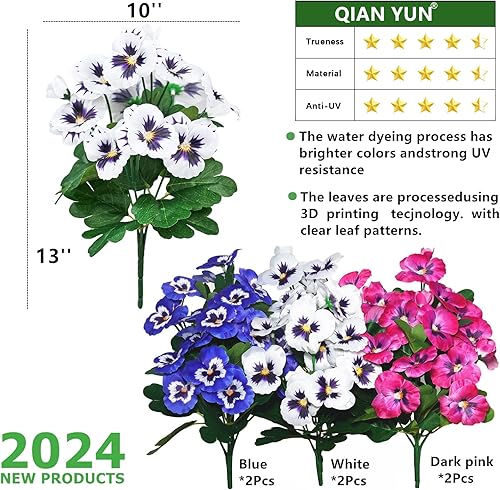 Miniatura 2 de QIANYUN Flores falsas, margaritas pequeñas de flores silvestres de 12 pulgadas, 6 paquetes de flores moradas de plástico sintético para el hogar