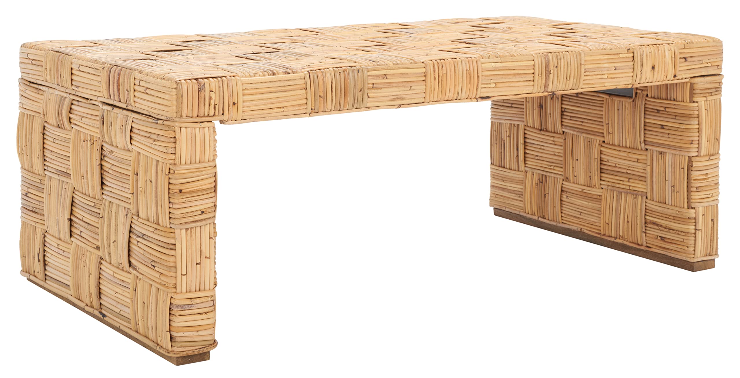 Table d'appoint rotin naturel rectangulaire meuble bas de salon 120cm