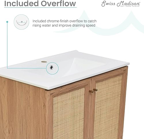 Vista 537 de Swiss Madison Classe - Lavabo de baño de roble de 24 pulgadas incluido