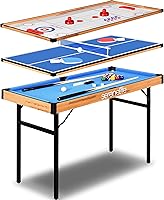 SereneLife 4-in-1 Multi Game Table 4x2 ft Folding - Ping Pong, Air Hockey, Billiards, Shuffleboard w/ Accessories