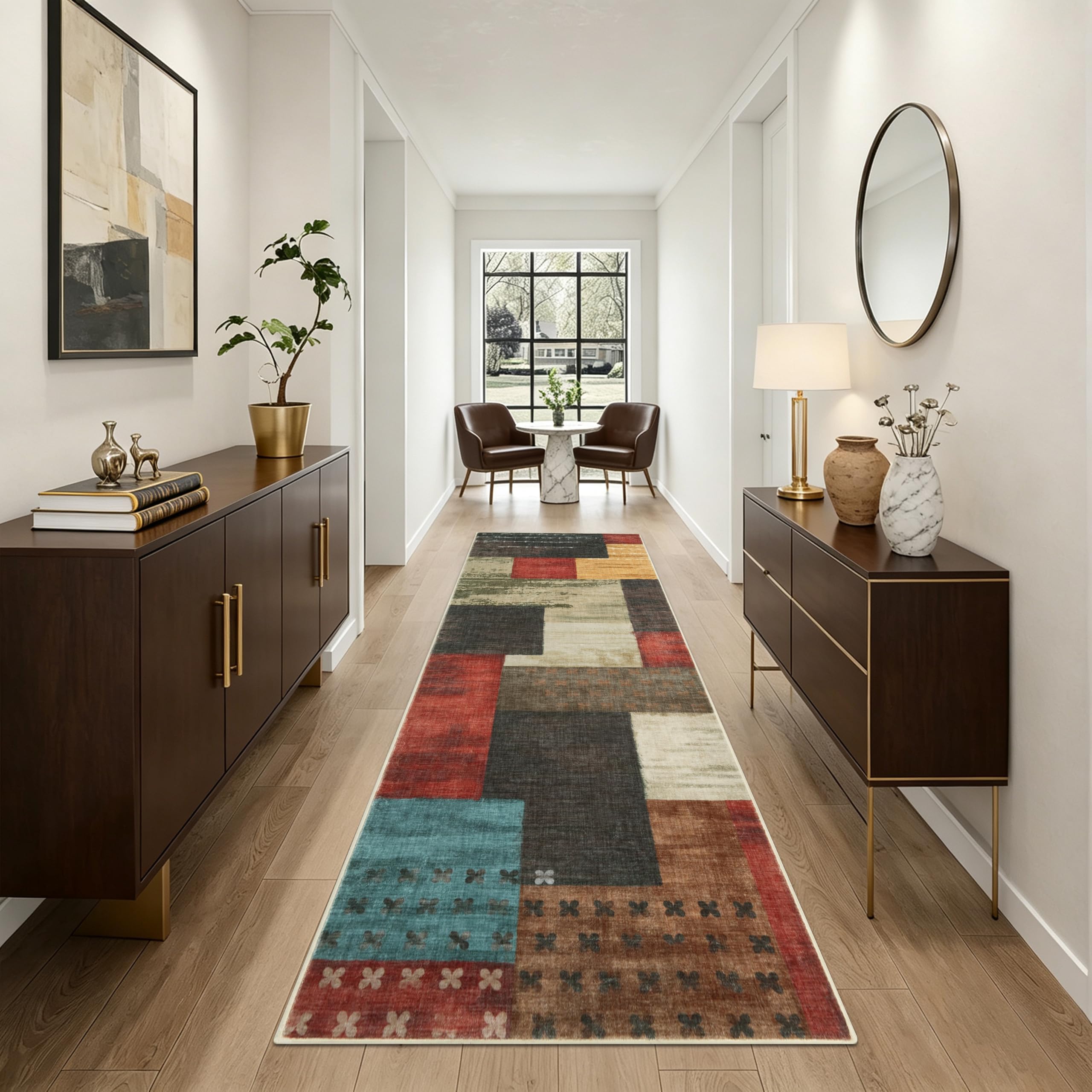 Edlbaegy Modern Runner Rug for Hallway 65x180cm Colourful