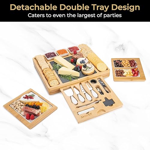 Miniatura 3 de SMIRLY - Juego de regalo de tablas de charcutería Juego de tablas de bambú para charcutería o queso, regalos únicos para mujer de Navidad,