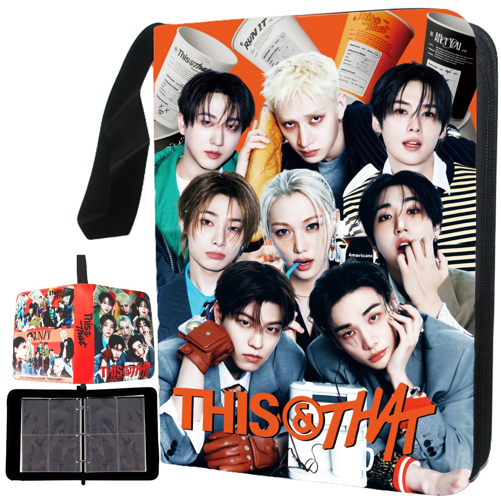 Stray Kids Photocards Binder 400 Pockets KPOP SKZ THIS&THAT Photo Cards Holder Album Straykids Photocard Binder Postcard Holder Merch Boys and Girls，ORANGE