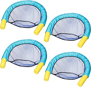 4 Pieces Pool Noodle Chair Pool Floating Noodle Chair U Shaped Floating Pool Noodle Sling Mesh Chairs Floating Chair for Swimming Game Party Lake Ocean River Pool Blue