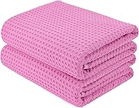 Vista 9 de POLYTE Toalla de baño de microfibra de gran tamaño de secado rápido sin pelusas, 60 x 30 pulgadas, juego de 2 (aguamarina, tejido de gofre)