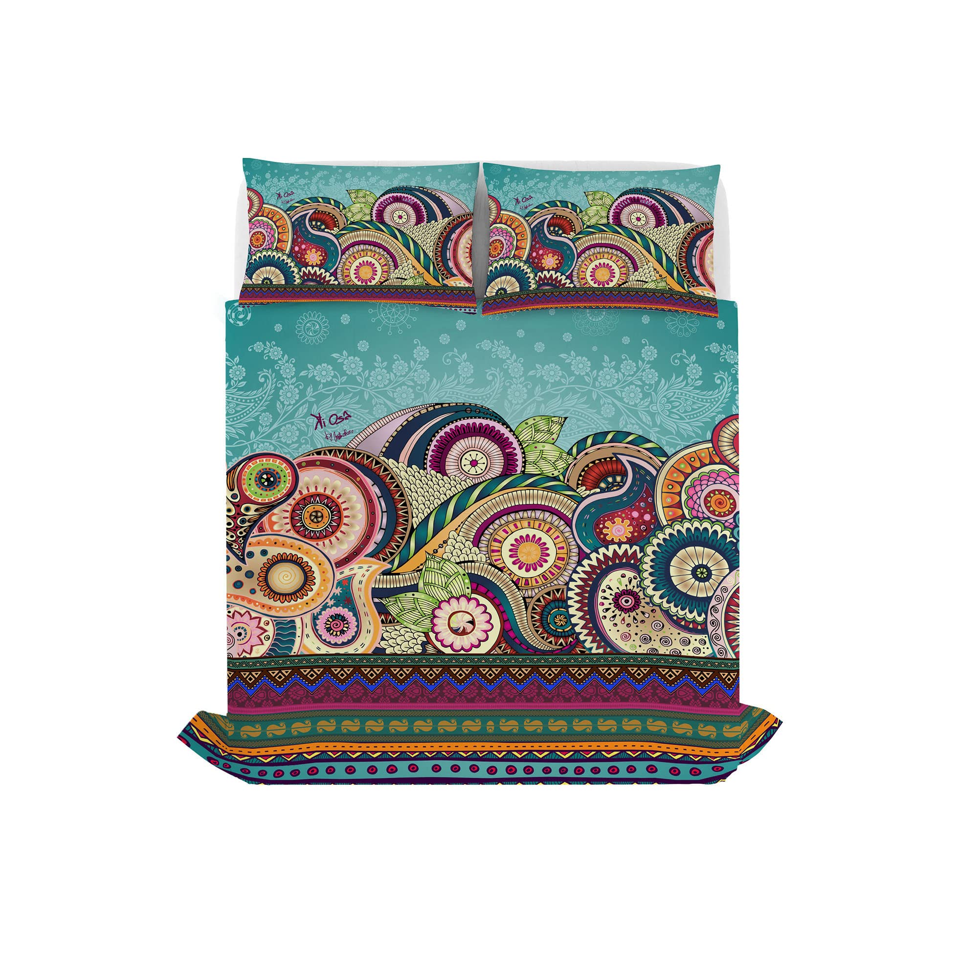 Parure Letto Ki-Osa In Microfibra Super Morbida - Stampa Digitale Fantasie Colorate | Misura Matrimoniale - Foto 3