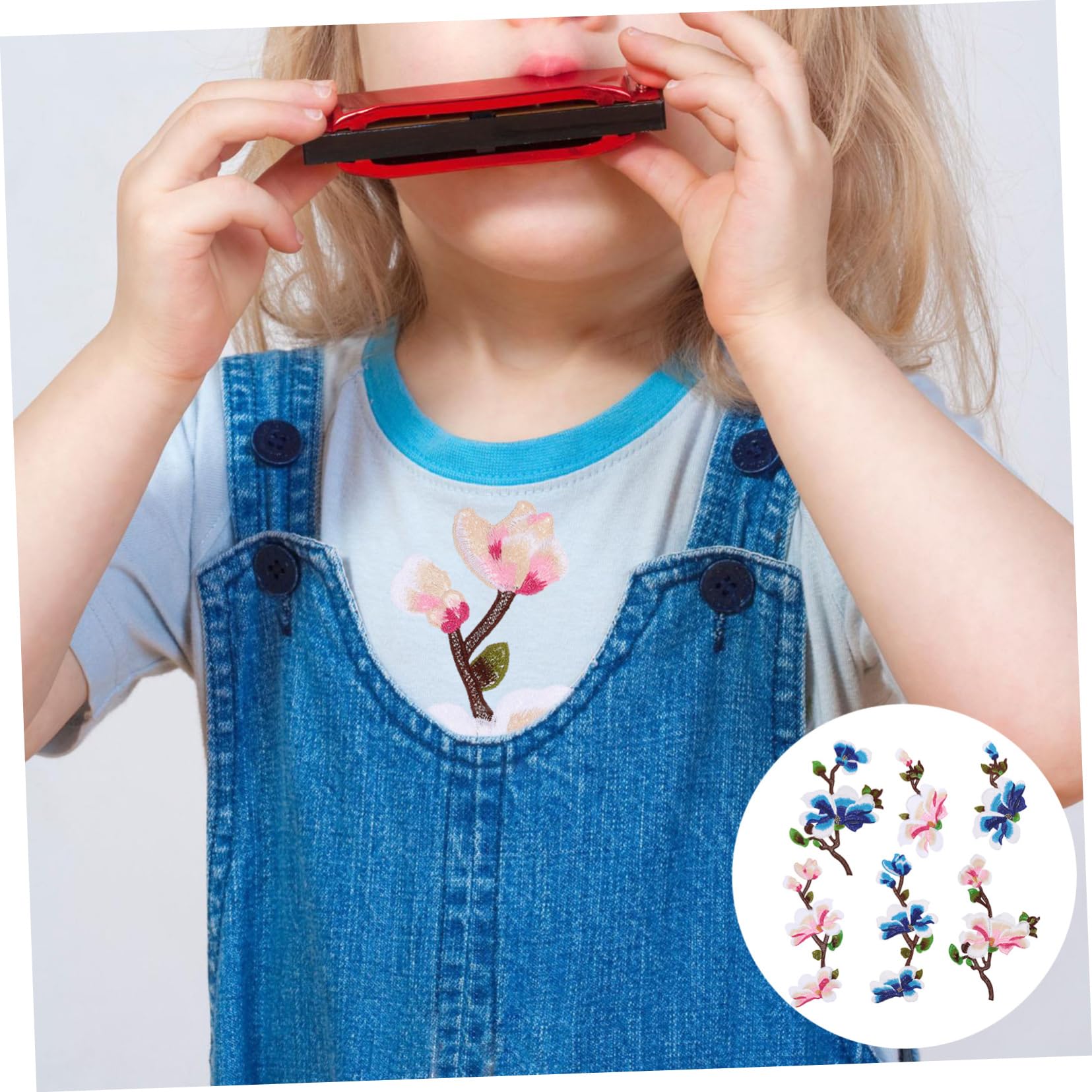 Aplicaciones para ropa, Parches de tela flores bordadas, 2 juegos parches delicados apliques florales