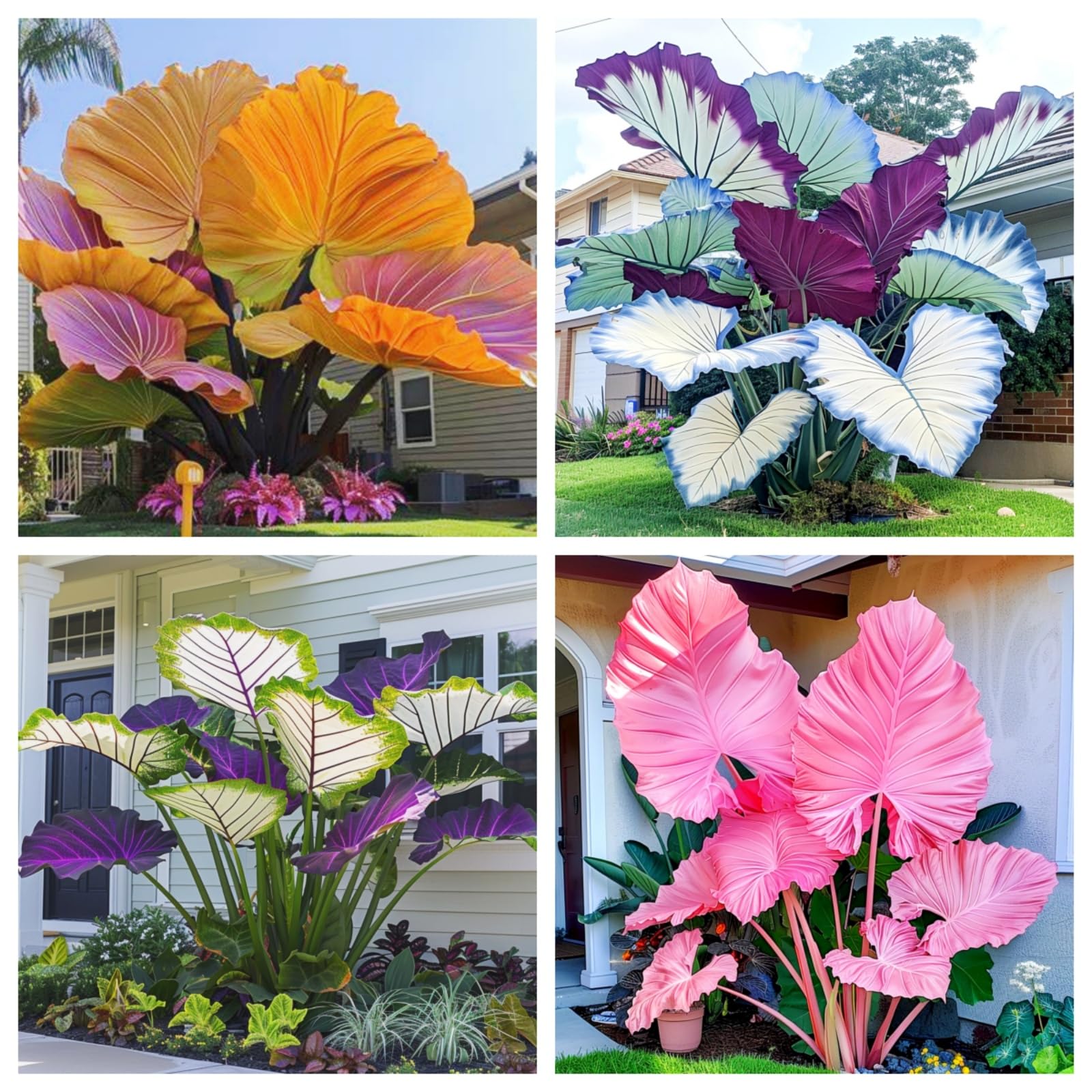 Elephant Ears Bulbs Giant,Elephant Ear Plant Live-Potted/Plants/Rhizome/Ornamental/Resistant/Bedding/Gorgeous-B-3 Bulbs