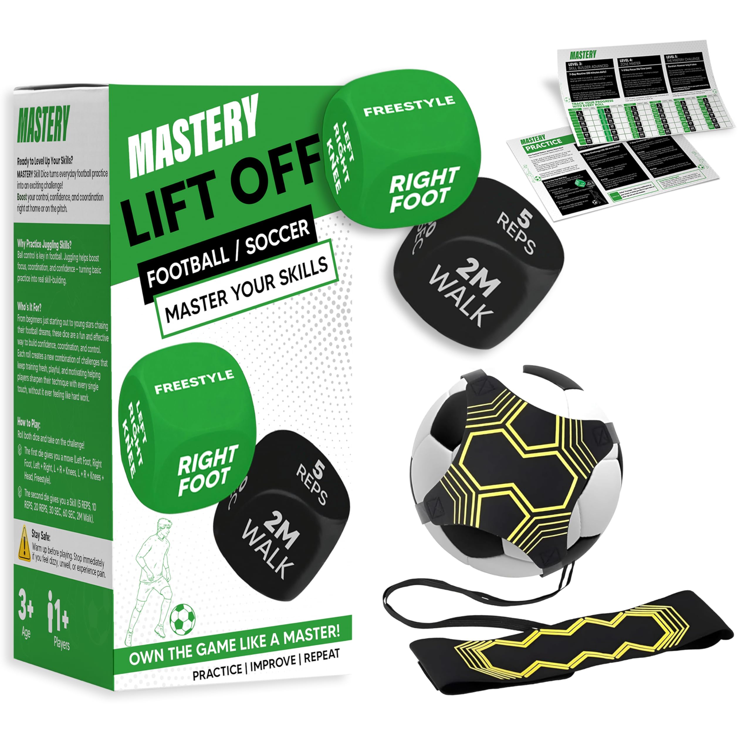Football Training Dice with Football Kick Trainer, Green, Small