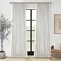 Vista 118 de Cortinas de lino 100% opacas de 90 pulgadas con pliegues de 2 paneles para sala de estar, con pestaña trasera plisada, cortinas oscuras