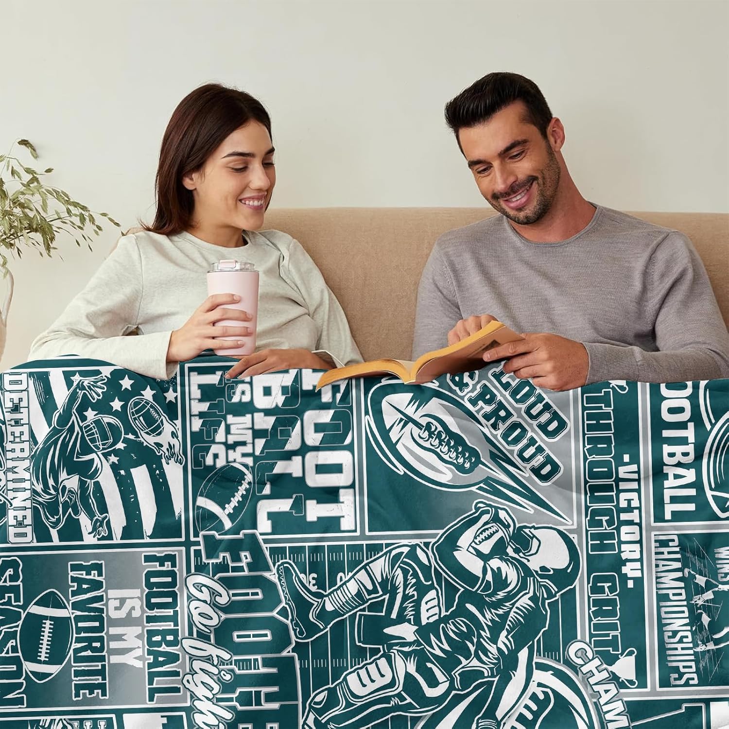 Football Gifts for Men Women, Football Throw Blanket for Fans, Sports Team Color Blanket for Christmas and Birthdays 80" x 60" - Image 2