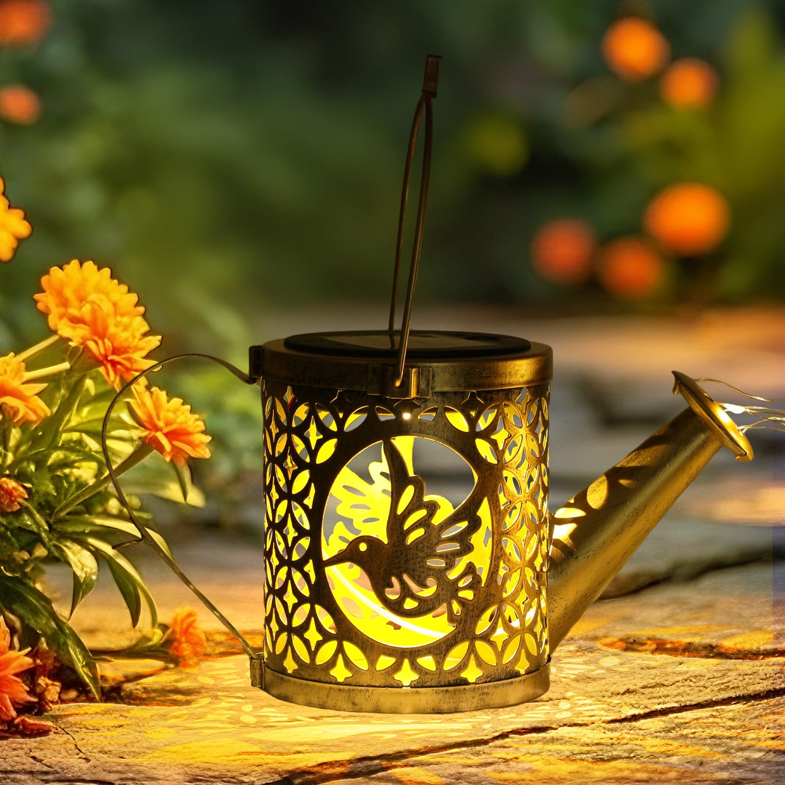 ZKLiLi Solar Fairy Hummingbird Watering Can Lights Outdoor, IP65