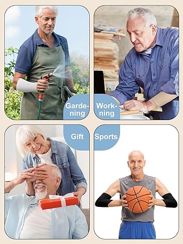Miniatura 9 de Janmercy 9 pares de protectores de brazo de ancianos para piel fina, manga de brazo, protección contra abrasiones, protección de compresión, Desnudo